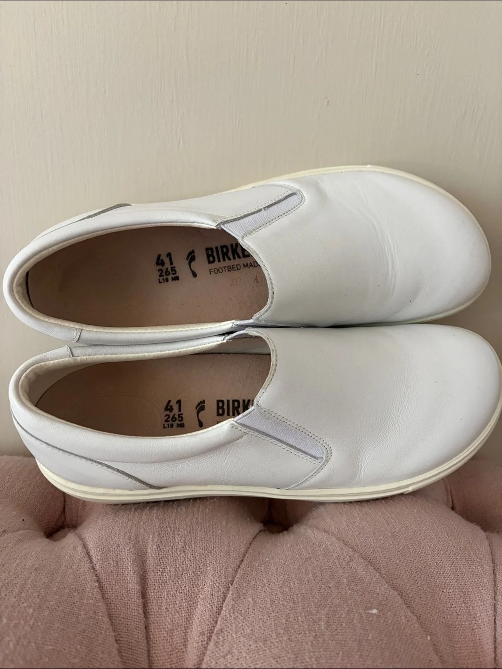 Birkenstock NWOB White Slip-On Leather Casual Sneakers -Sz 41